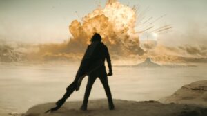 Paul watched a massive explosion from a cliff in Dune: Part Two