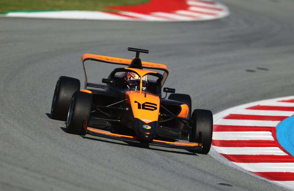 Bianca Bustamante driving her ART Grand Prix race car during F1 Academy qualifying.