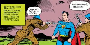 Superman stops a war in Superman #2 from 1939.