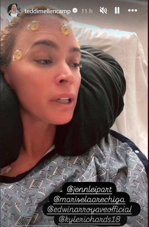 Teddi Mellencamp in a hospital bed.