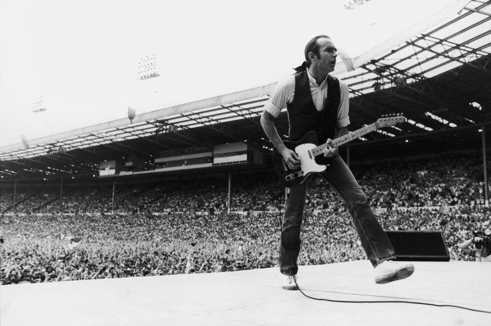 Francis Rossi of Status Quo performing at Live Aid.