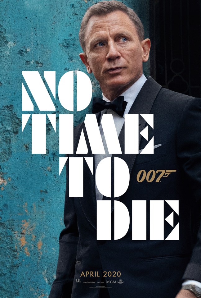Poster for the James Bond film No Time To Die, featuring Daniel Craig.