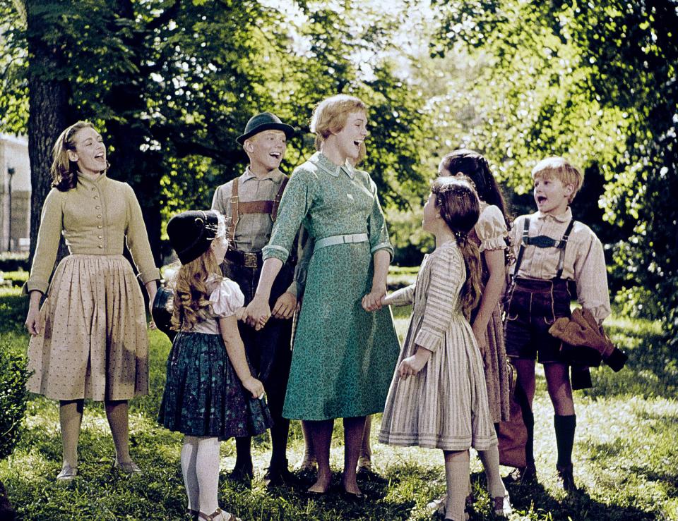 Scene from The Sound of Music: Julie Andrews with the Von Trapp children.