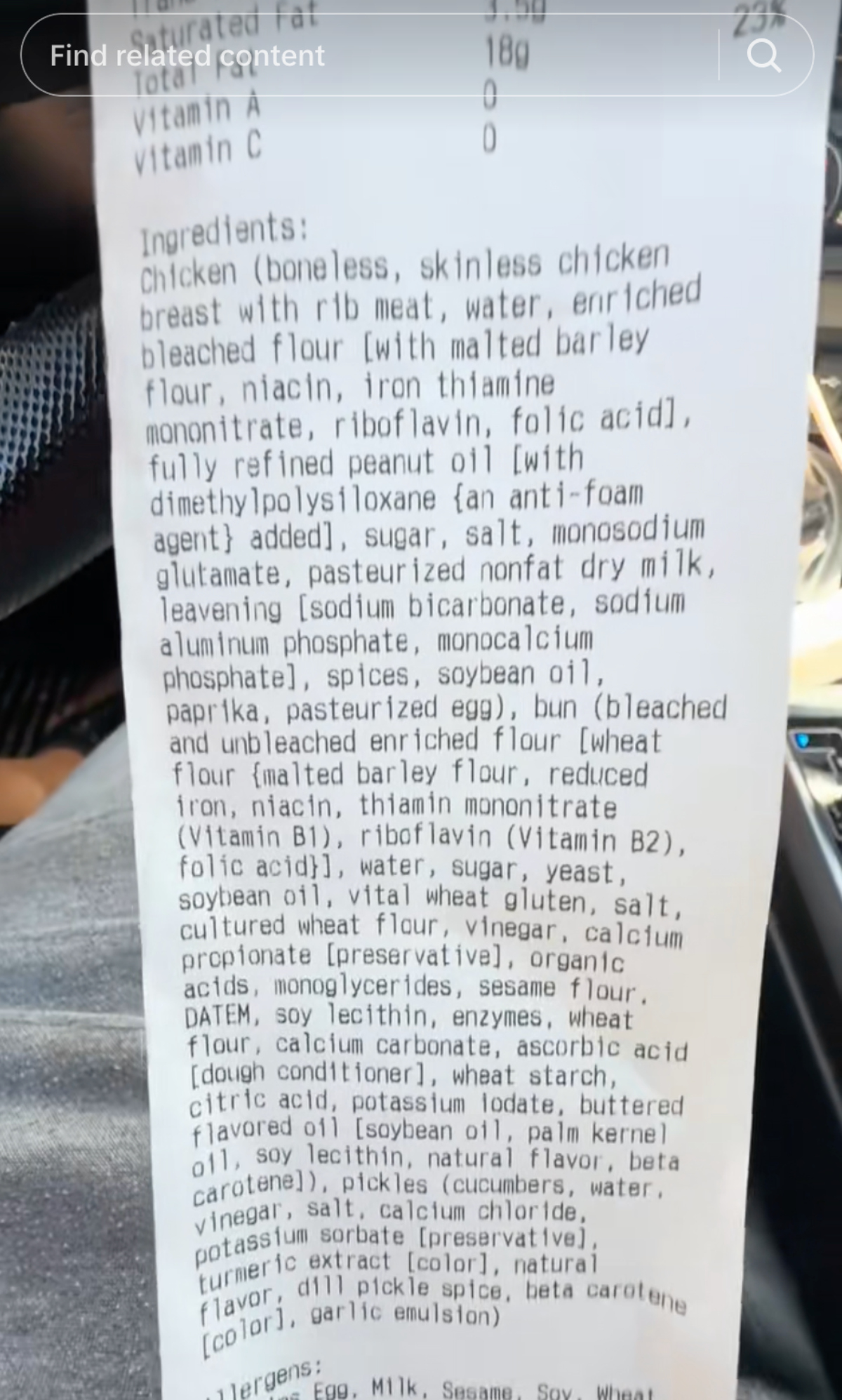 list of chick-fil-a chicken sandwich ingredients