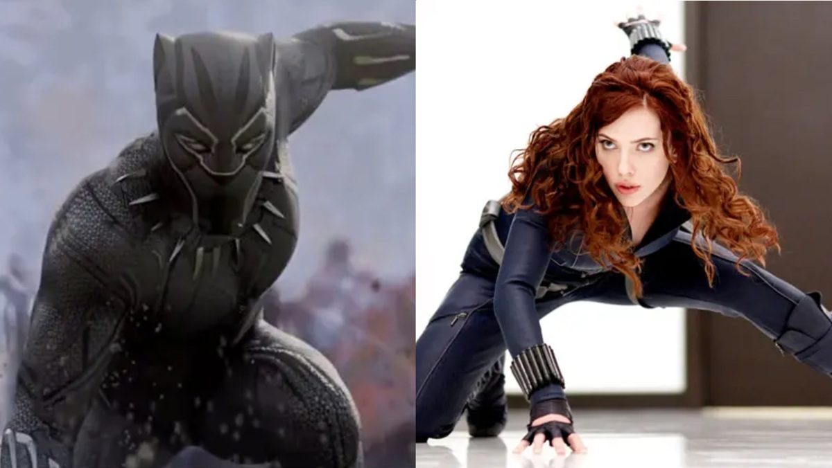 Black Panther and Black Widown to their classic superhero pose in the MCU.