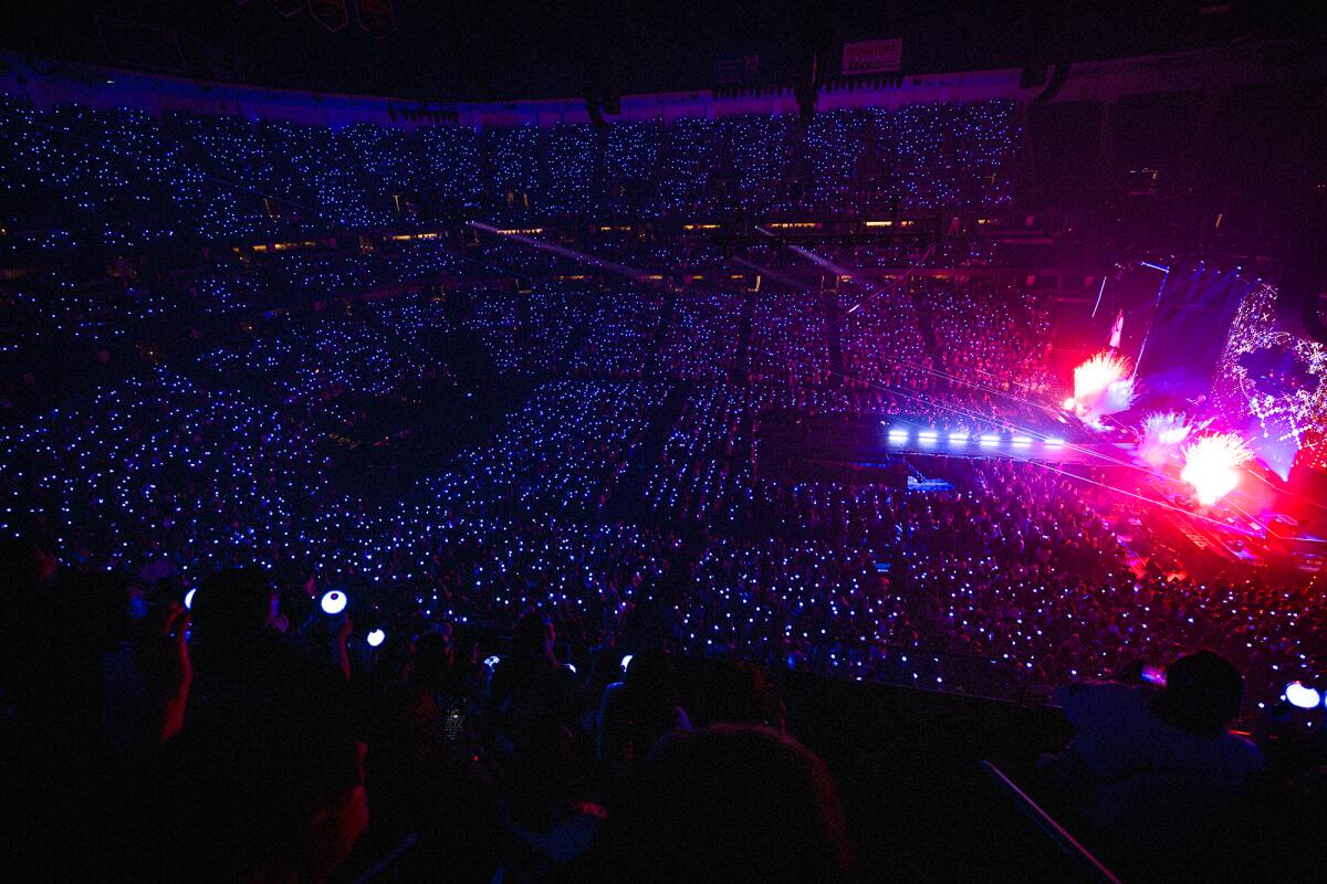 The massive Army crowd gathers for Jin at Honda Center