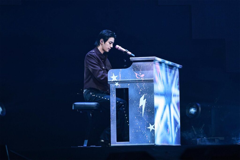 Jin plays piano during his two-night run at Honda Center