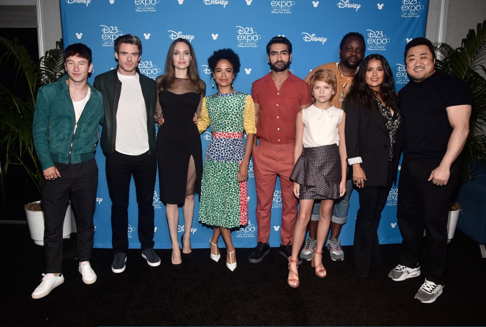 The cast of Marvel's *The Eternals* at Disney's D23 Expo.