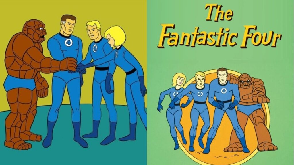 The Fantastic Four in their 1967 Hanna-Barbera cartoon form.