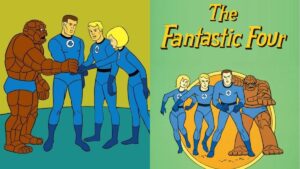 The Fantastic Four in their 1967 Hanna-Barbera cartoon form.