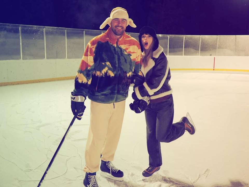 Taylor Swift and Travis Kelce ice skating.