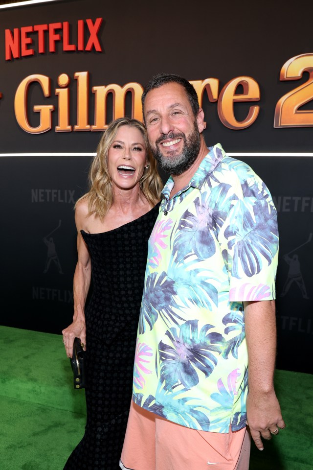 Julie Bowen and Adam Sandler at the Happy Gilmore 2 premiere.