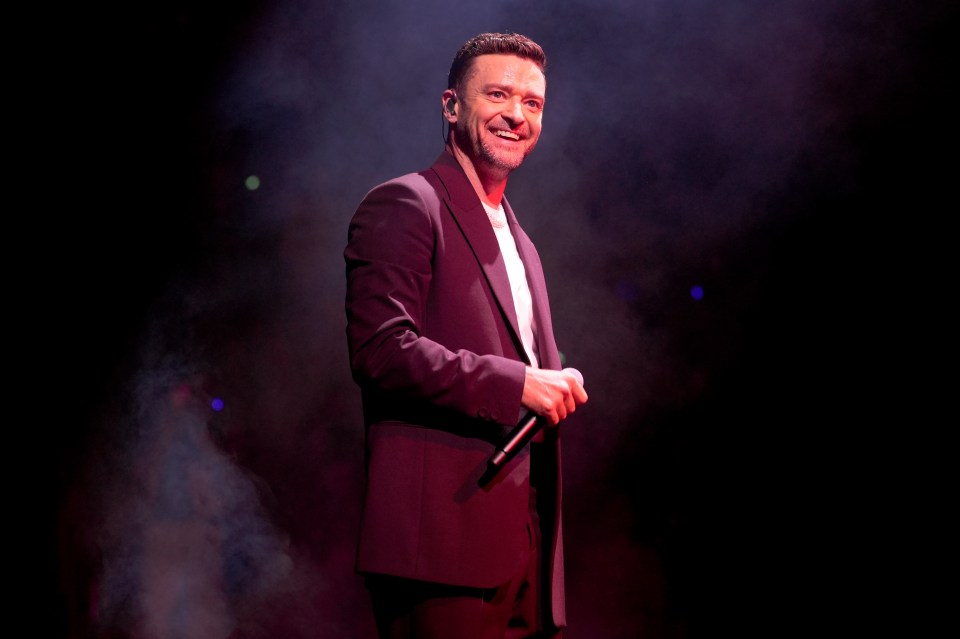 Justin Timberlake performing onstage.