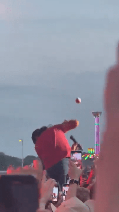 Luke Bryan hit in the face by an object during a performance.