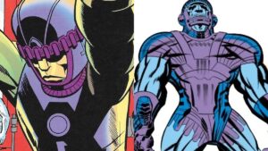 The robotic Sentinels (Left) and the Sentry Sinister (Right) from Marvel Comics.