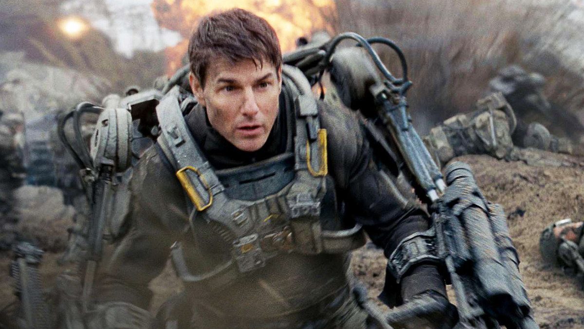 Tom Cruise as Major William Cage in a suit of mechanized armor from the 2014 film Edge of Tomorrow.