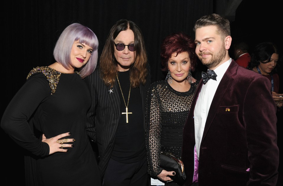 Kelly Osbourne, Ozzy Osbourne, Sharon Osbourne e Jack Osbourne no 56º Grammy Awards.