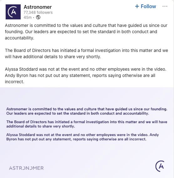 Astronomer statement