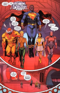A frame of Justice Incarnate featuring a Black Superman