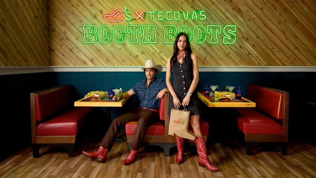 Chili's booth boots with person
