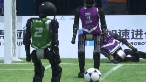 China hosts world’s first AI robot football match and it was chaos