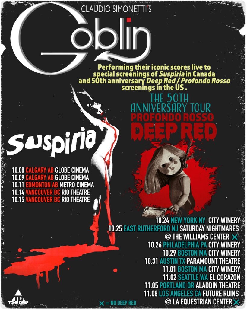 Claudio Simonetti's 2025 tour poster