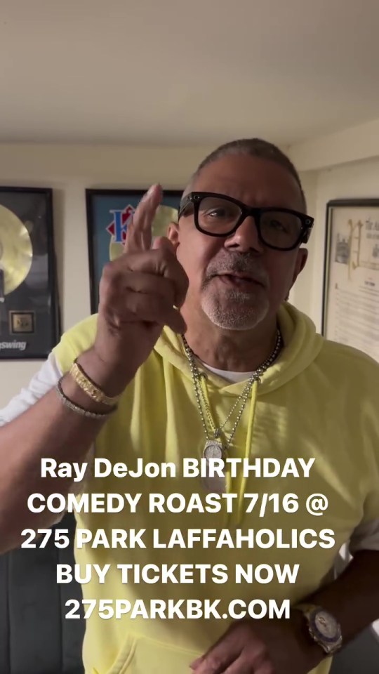 Ray DeJon's birthday comedy roast announcement.