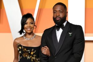 Gabrielle Union and Dwyane Wade attend the 2025 Vanity Fair Oscar Party on March 2, 2025, in Beverly Hills, California.