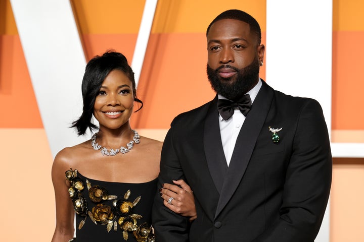 Gabrielle Union and Dwyane Wade attend the 2025 Vanity Fair Oscar Party on March 2, 2025, in Beverly Hills, California.