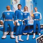 The Fantastic Four in blue suits.