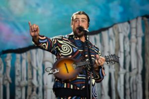 Noah Kahan performing at Glastonbury Festival.