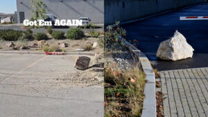 rock trap set in parking lot to stop dangerous drivers