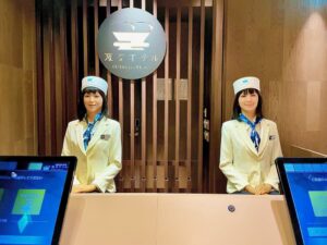 Humanoid robots staff the Henn na hotel in Ginza, Japan.