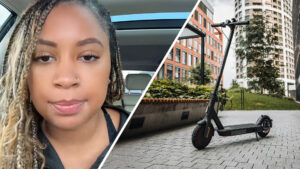 ICU nurse gives warning on E-Scooters(l) black and gray kick scooter on gray concrete pavement near brown concrete building during daytime(r)