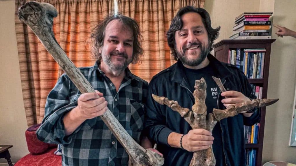 Peter Jackson with Moa bones