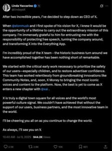 Linda Yaccarino farewell message