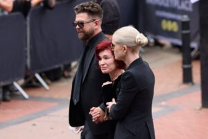 Sharon, Kelly, and Jack Osbourne at Ozzy Osbourne's funeral.