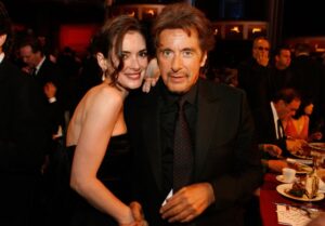 In a new interview for Elle magazine, Winona Ryder confessed to once being in love with Al Pacino. The two are seen here together in 2007 at his AFI Life Achievement Award tribute.