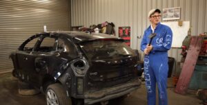Max Fosh helps get his friend's Volvo ready for the derby.