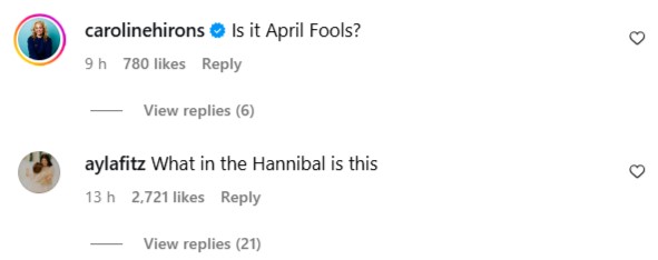 Instagram comments comparing a Kim Kardashian SKIMS product to Hannibal Lecter.