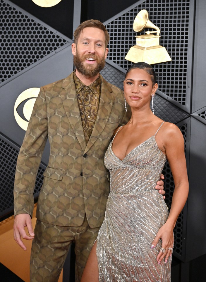 Calvin Harris and Vick Hope at the Grammy Awards.