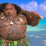 Dwayne Johnsons face on top of Maui from Moana