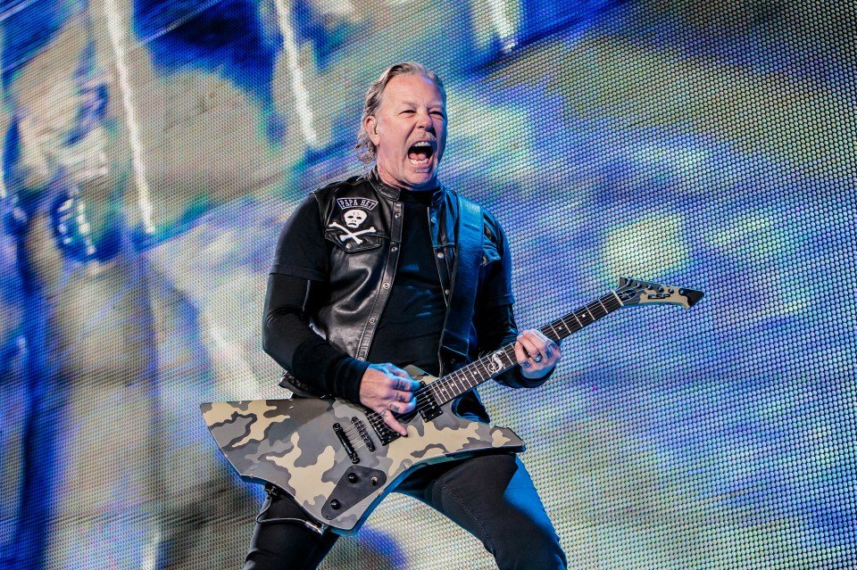 James Hetfield of Metallica performing on stage.