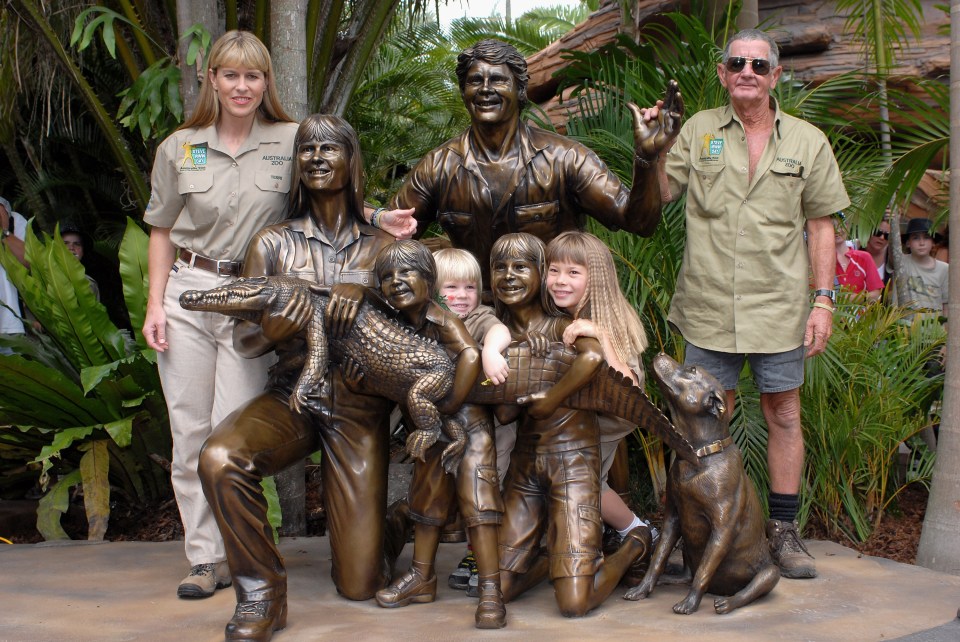 Bronze statue of the Irwin family unveiled at Australia Zoo.