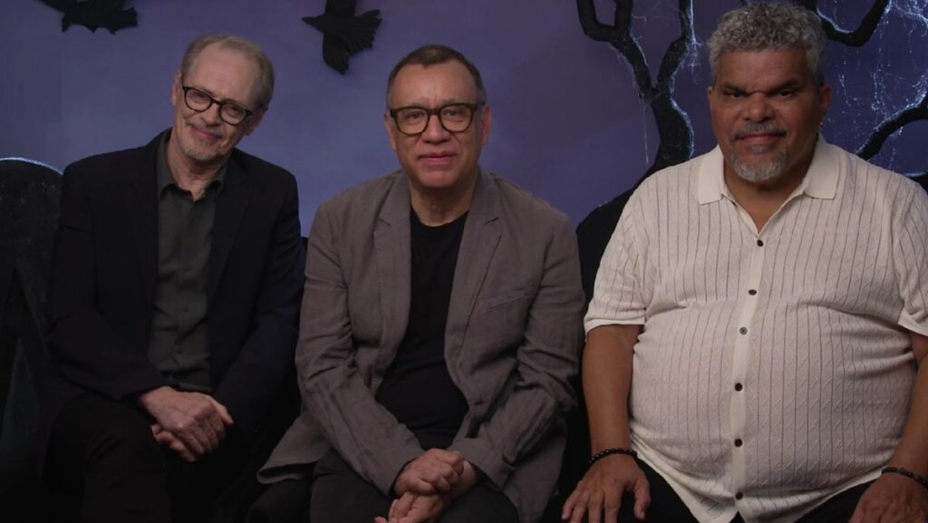 Steve Buscemi, Fred Armisen, and Luis Guzman from Wednesday season 2.