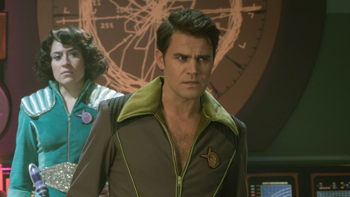 Paul Wesley as Maxwell Saint in the Star Trek: Strange New Worlds episode A Space Adventure Hour.