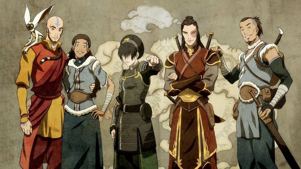 Sokka, Zuko, Toph, Katara and Aang as adults