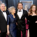 Brad Pitt, Angelina Jolie, and their parents at the Academy Awards.