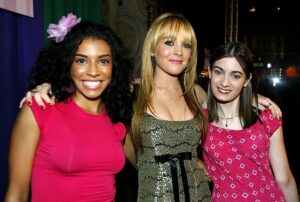 Christina Vida, Lindsay Lohan, and Haley Hudson arrive at the premiere of the Disney film Freaky Friday at the El Capitan theater on August 4, 2003