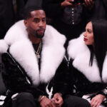 Safaree Samuels and Erica Mena attend Utah Jazz v Brooklyn Nets
